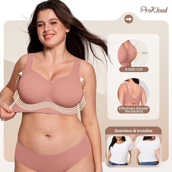 Full Coverage Bra - Women's Seamless Bra, Removable Pads Wireless